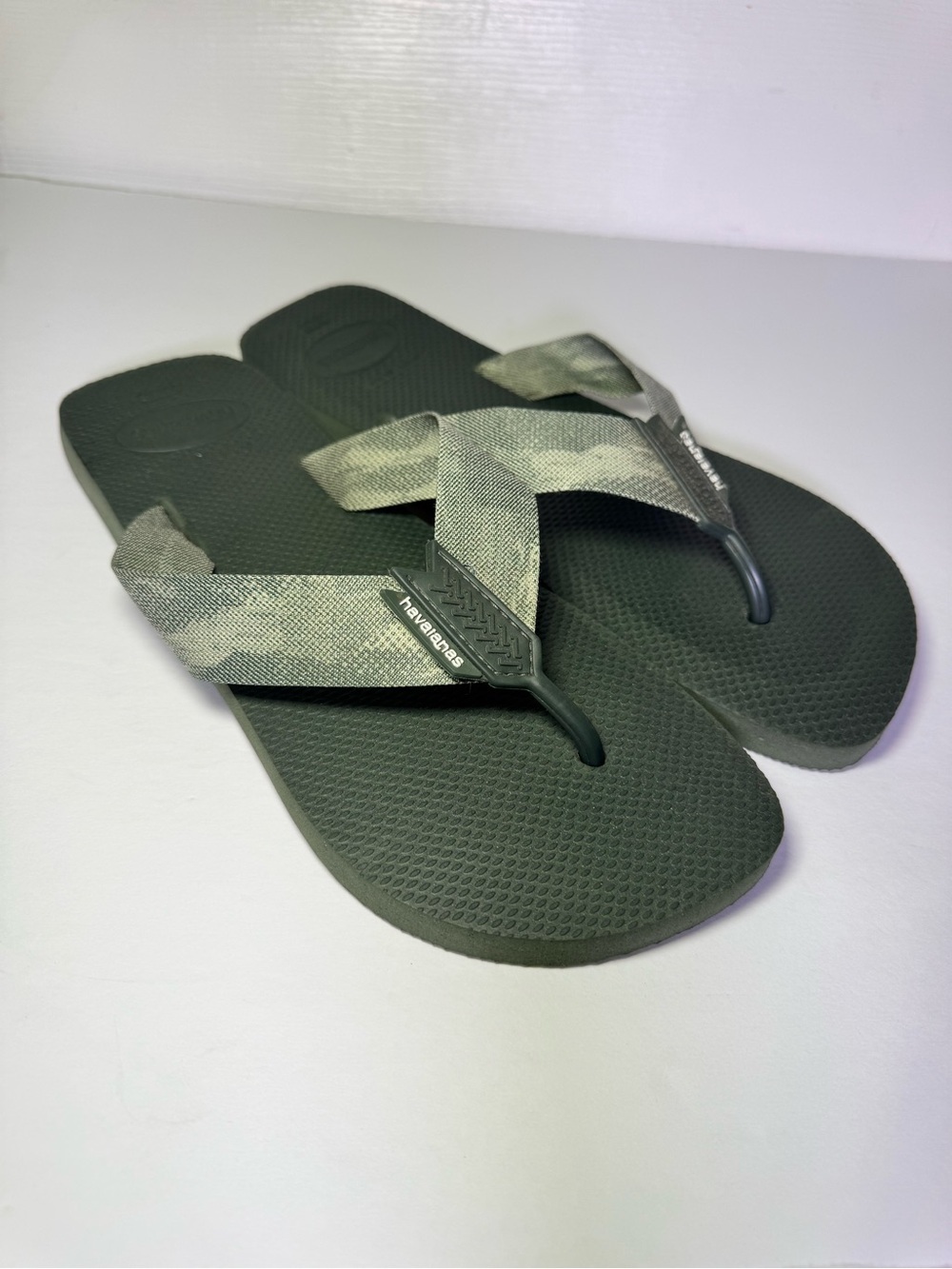 Havaianas Olive Green Canvas Crossover Flip Flops